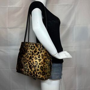 Nine West Y2K Faux Fur Leopard Tote Shoulder Bag🤎